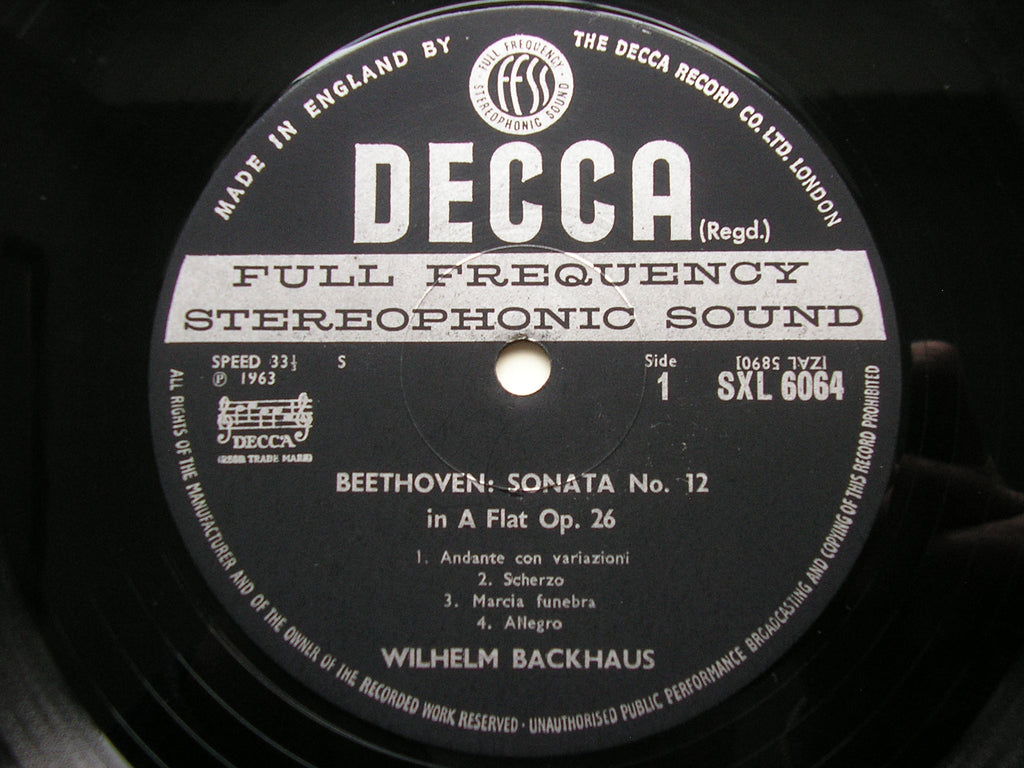 SXL 6064 BEETHOVEN: PIANO SONATAS Nos. 12 & 18 BACKHAUS
