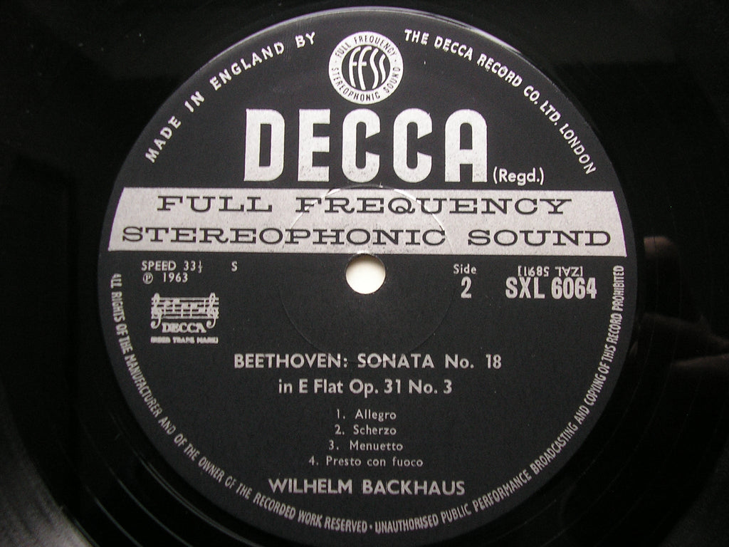 SXL 6064 BEETHOVEN: PIANO SONATAS Nos. 12 & 18 BACKHAUS