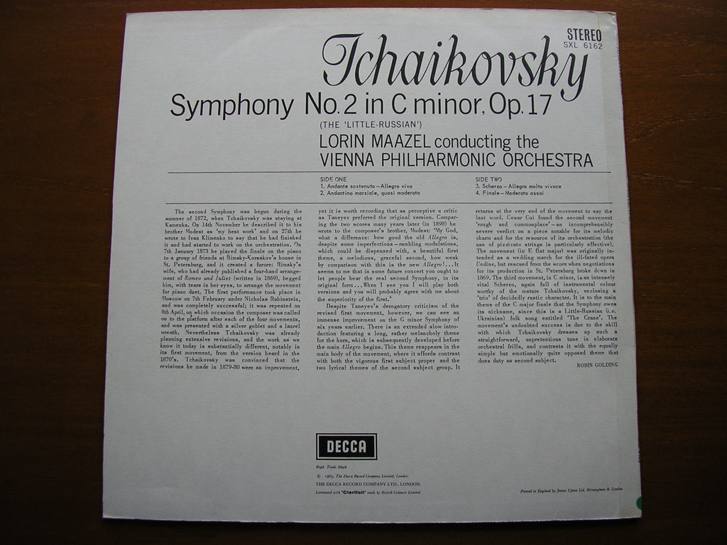 SXL 6162 TCHAIKOVSKY: SYMPHONY No. 2 Little Russian MAAZEL / VIENNA PHILHARMONIC