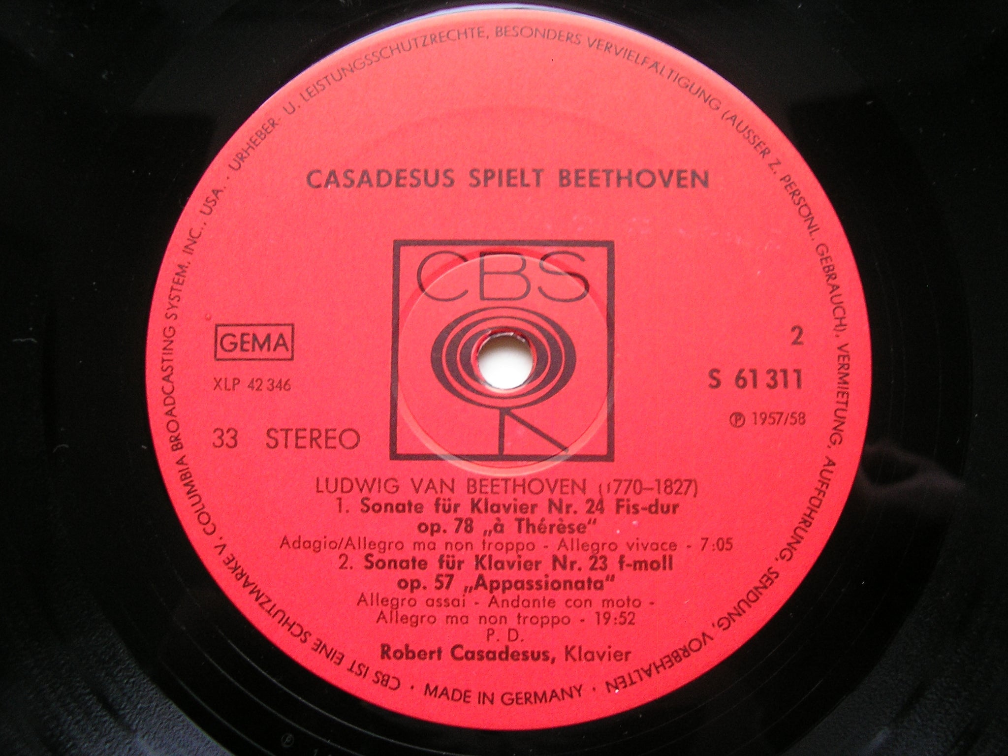 BEETHOVEN: PIANO SONATAS Nos. 14 / 23 / 24 / 26      CASADESUS      S 61 311