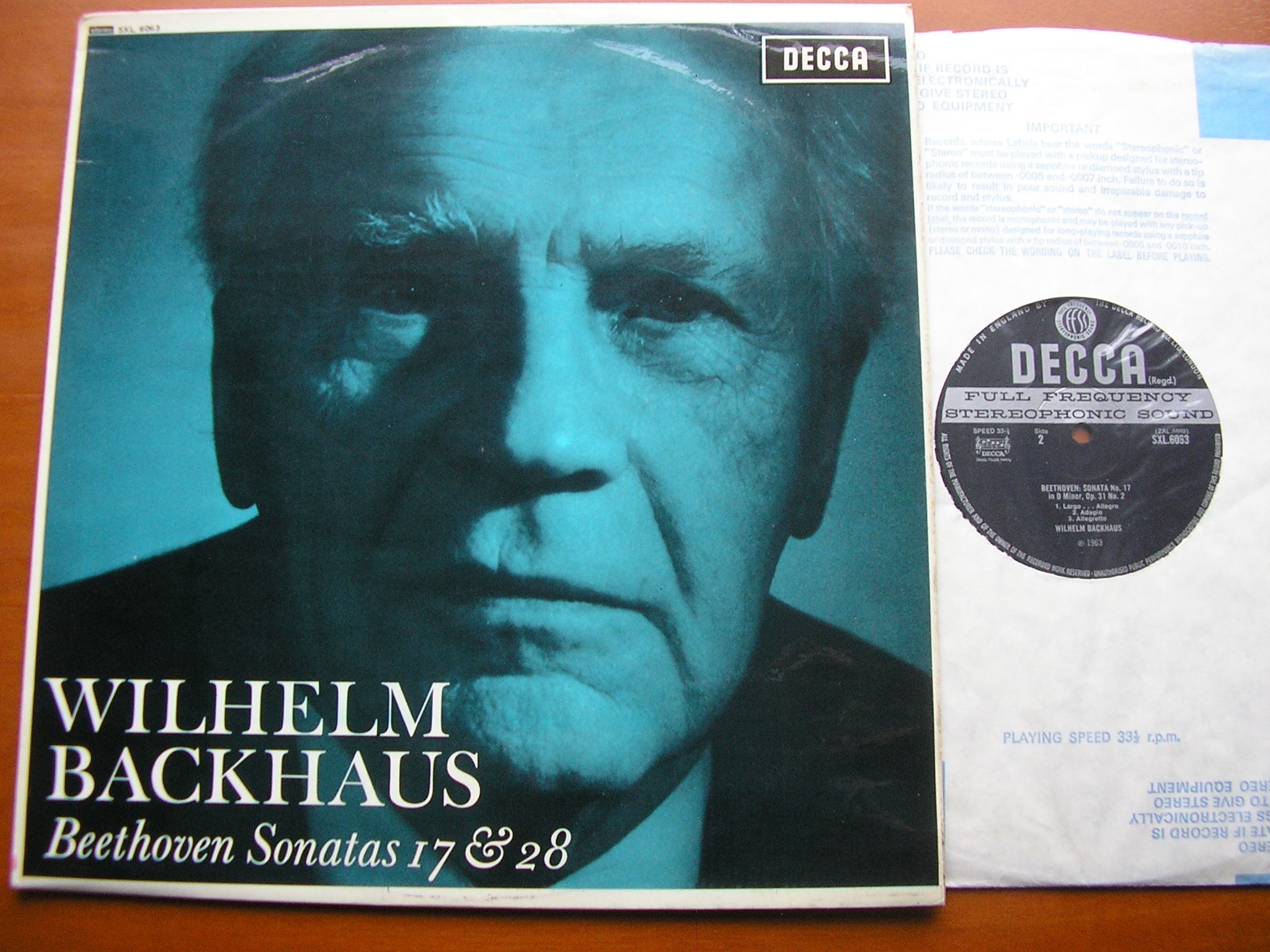 SXL 6063 BEETHOVEN: PIANO SONATAS No. 17 'Tempest' / No. 28 WILHELM BACKHAUS