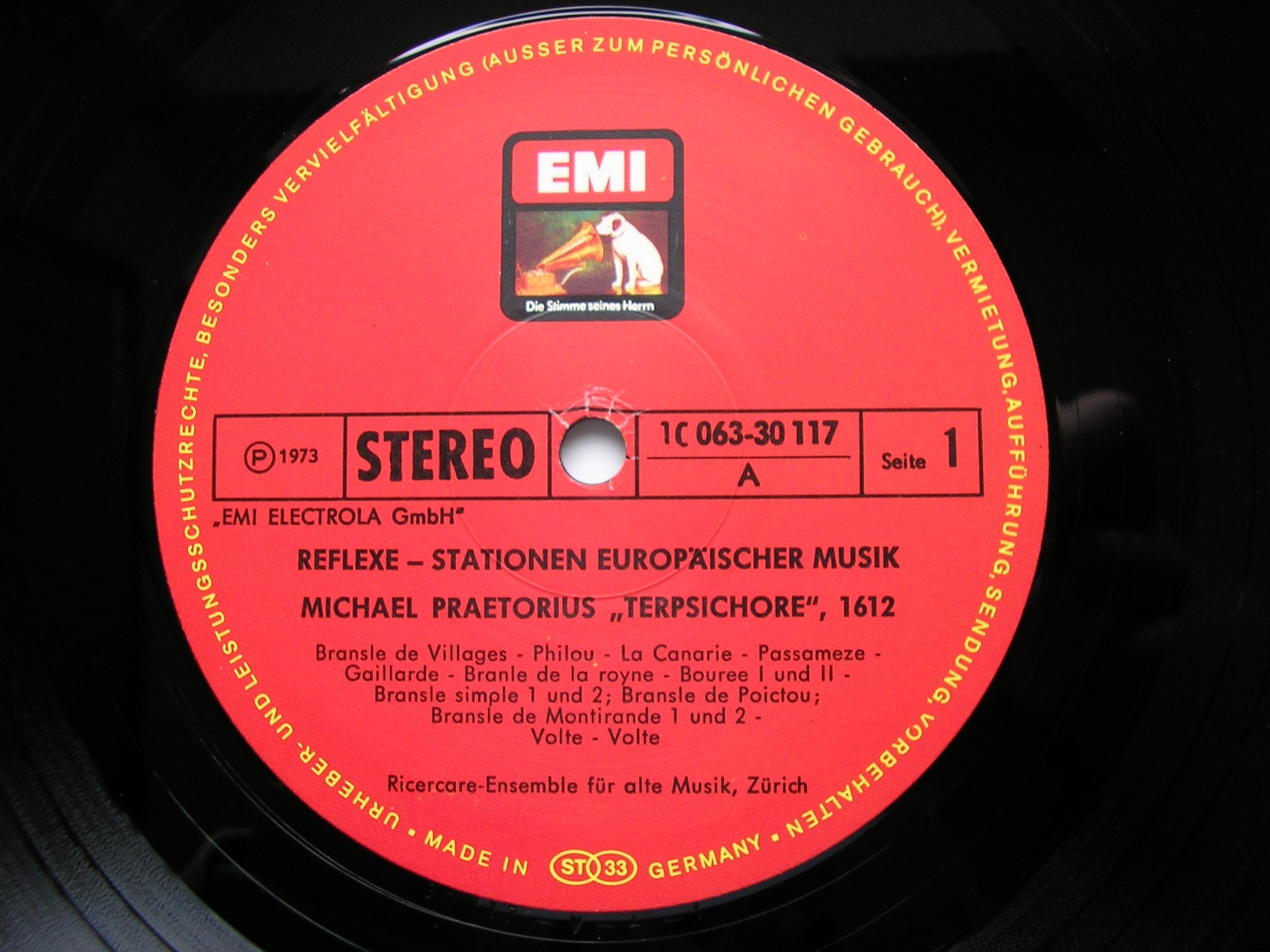 PRAETORIUS: DANCES FROM TERPSICHORE 1612     RICERCARE ENSEMBLE ZURICH    063 30 117