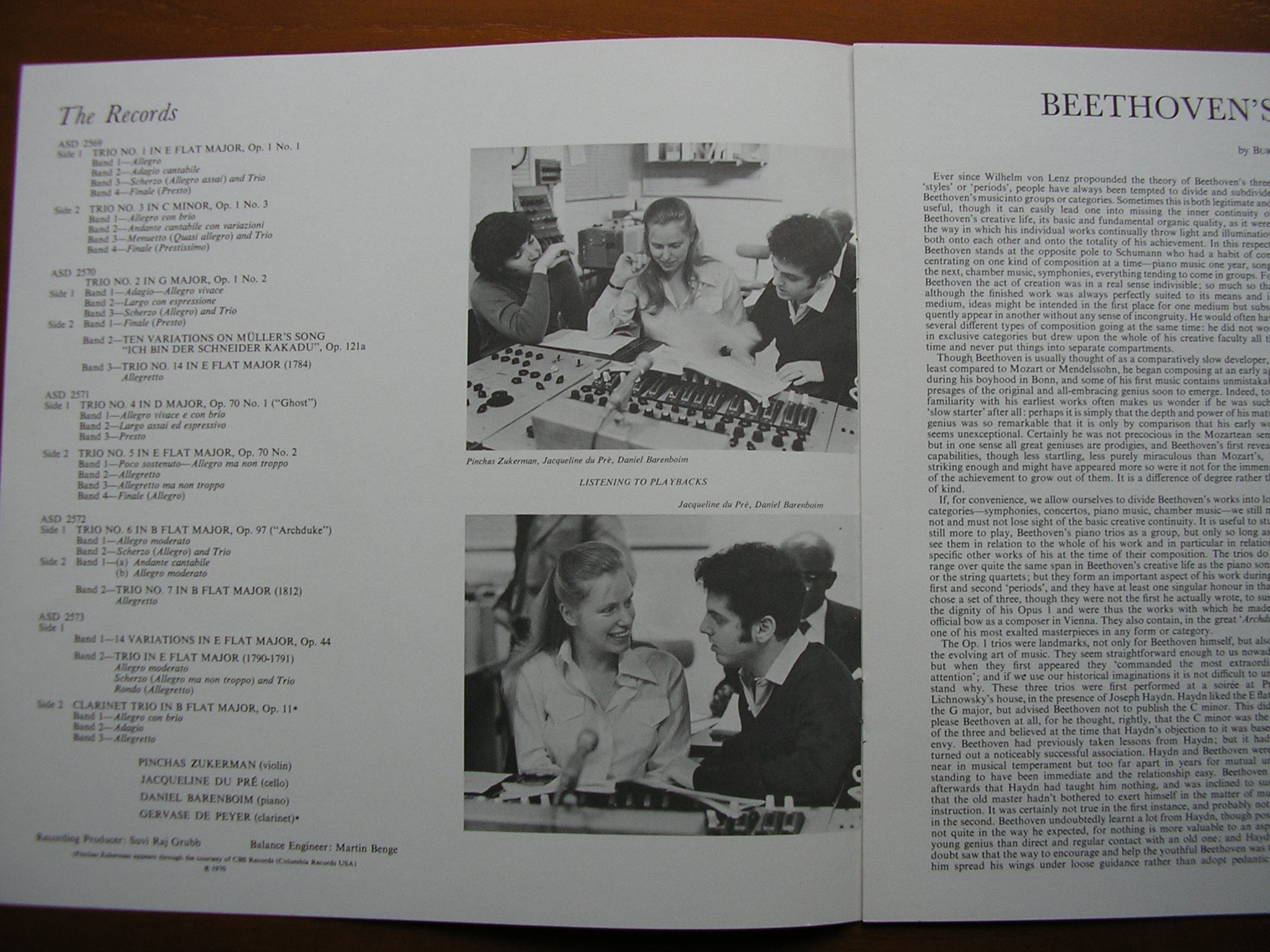 BEETHOVEN: THE PIANO TRIOS   DU PRE / BARENBOIM / ZUKERMAN    5 LP    SLS 789