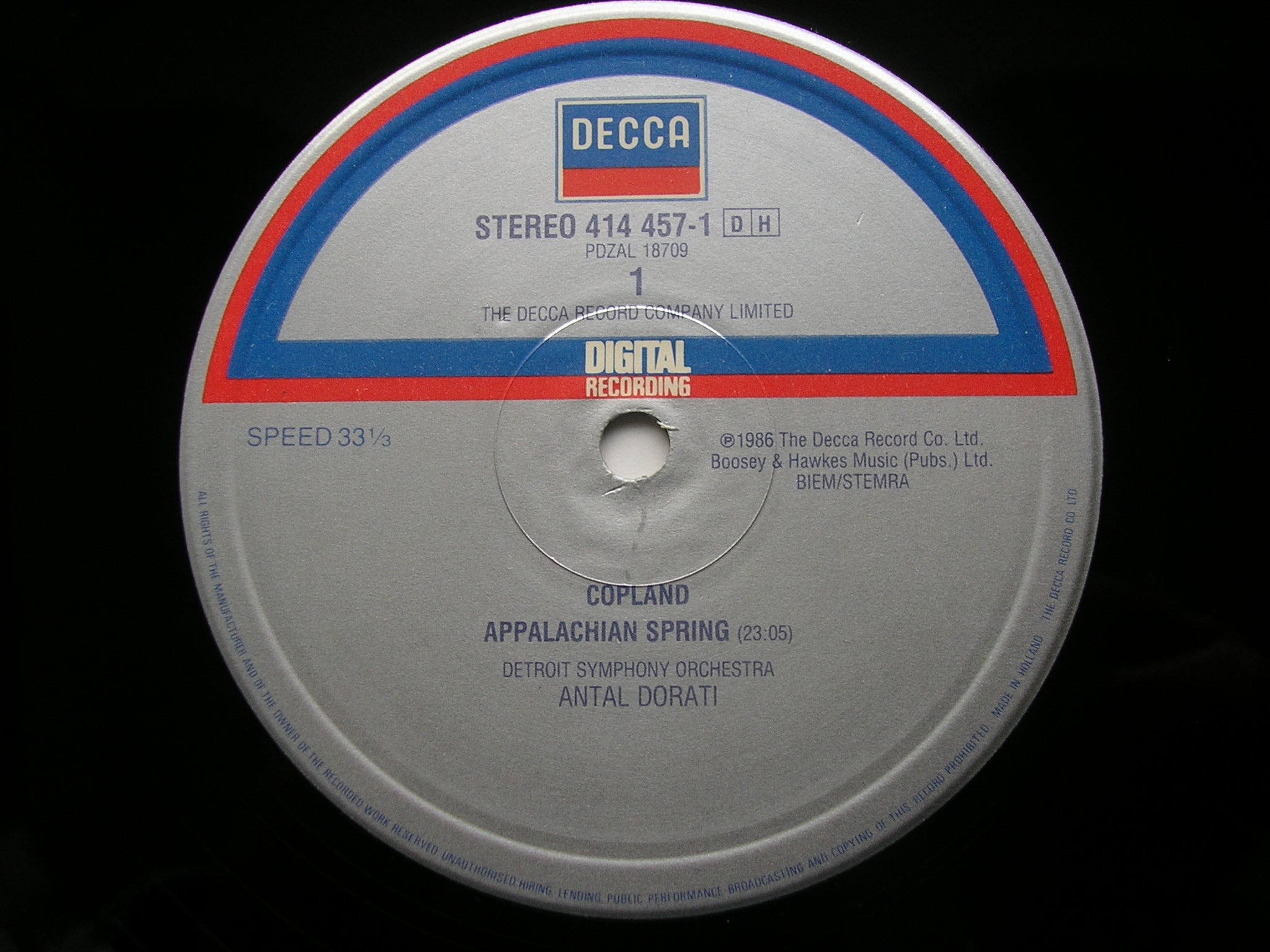 COPLAND: APPALACHIAN SPRING / STRAVINSKY: APOLLON MUSAGETE      DORATI / DETROIT SYMPHONY    414 457