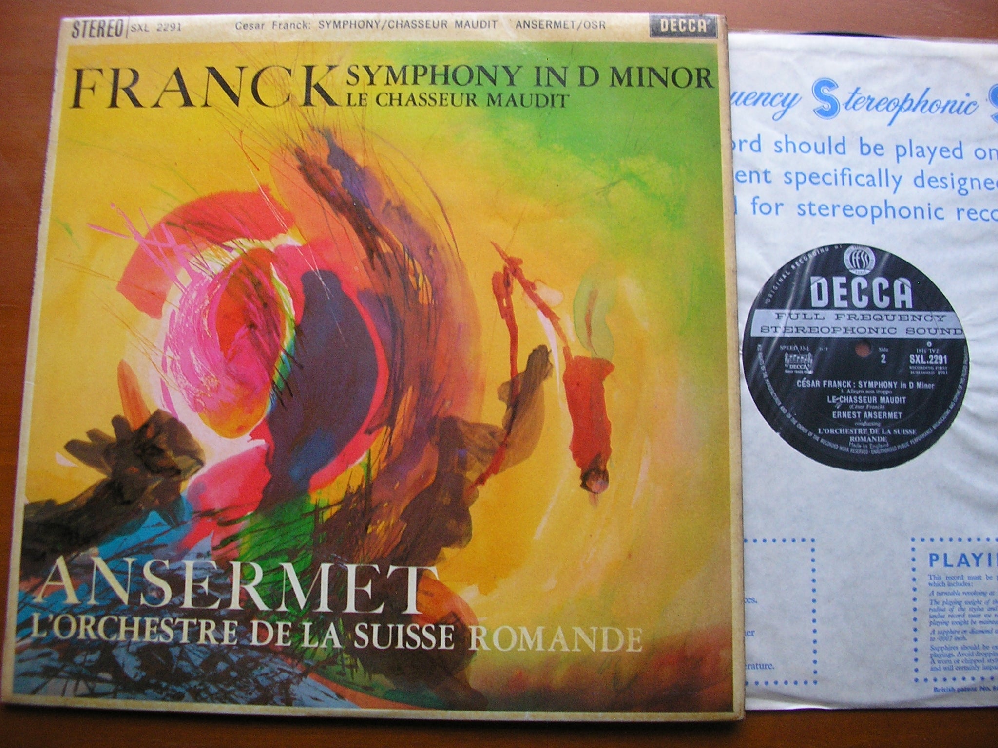 SXL 2291 FRANCK: SYMPHONY in D / LE CHASSEUR MAUDIT ANSERMET / SUISSE ROMANDE