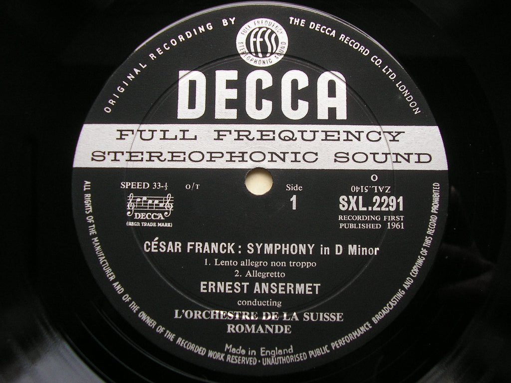 SXL 2291 FRANCK: SYMPHONY in D / LE CHASSEUR MAUDIT ANSERMET / SUISSE ROMANDE