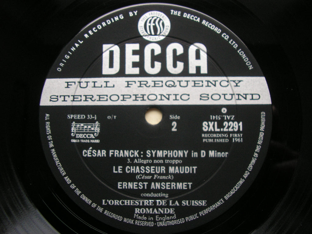 SXL 2291 FRANCK: SYMPHONY in D / LE CHASSEUR MAUDIT ANSERMET / SUISSE ROMANDE