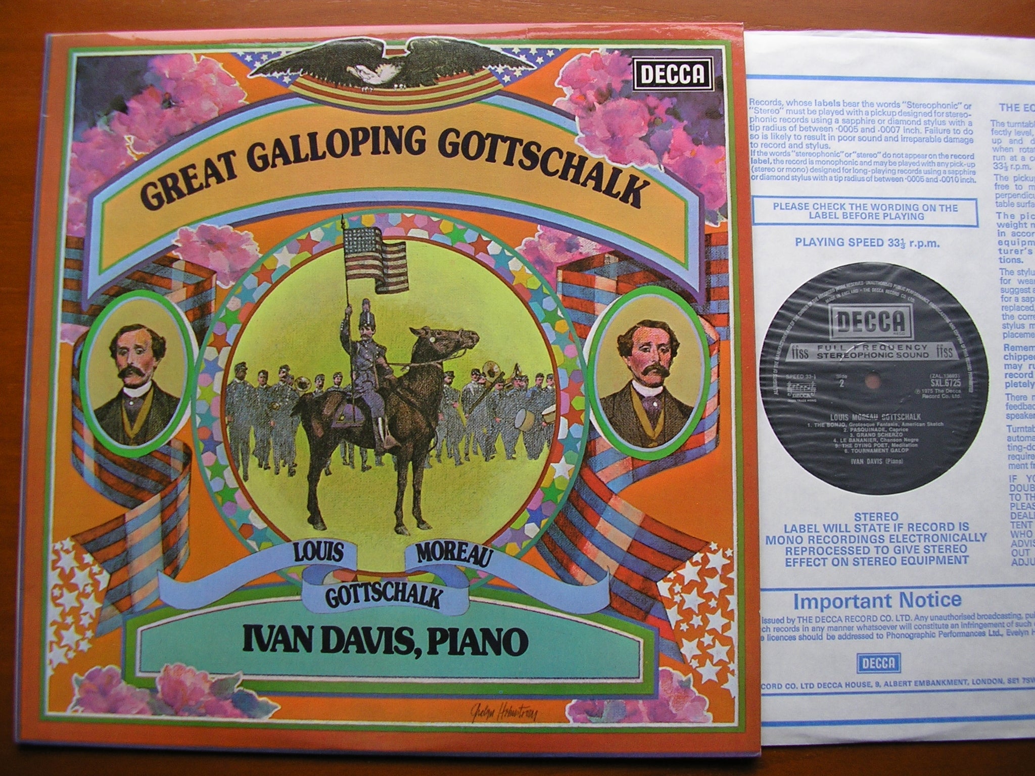 SXL 6725 GOTTSCHALK: PASQUINADE / TOURNAMENT GALOP / MANCHEGA / THE BANJO IVAN DAVIS