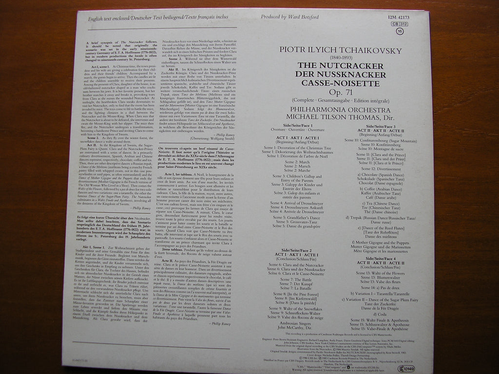 TCHAIKOVSKY: THE NUTCRACKER    TILSON THOMAS / PHILHARMONIA ORCHESTRA    2 LP    I2M42173
