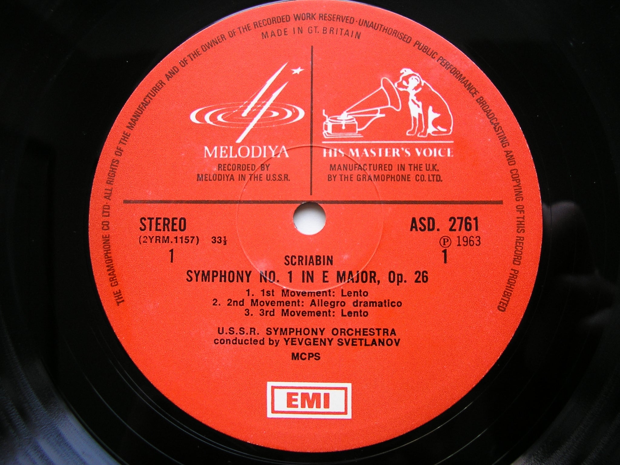SCRIABIN: SYMPHONY No. 1 / REVERIE Op. 24    SOLOISTS / USSRSO / SVETLANOV    ASD 2761