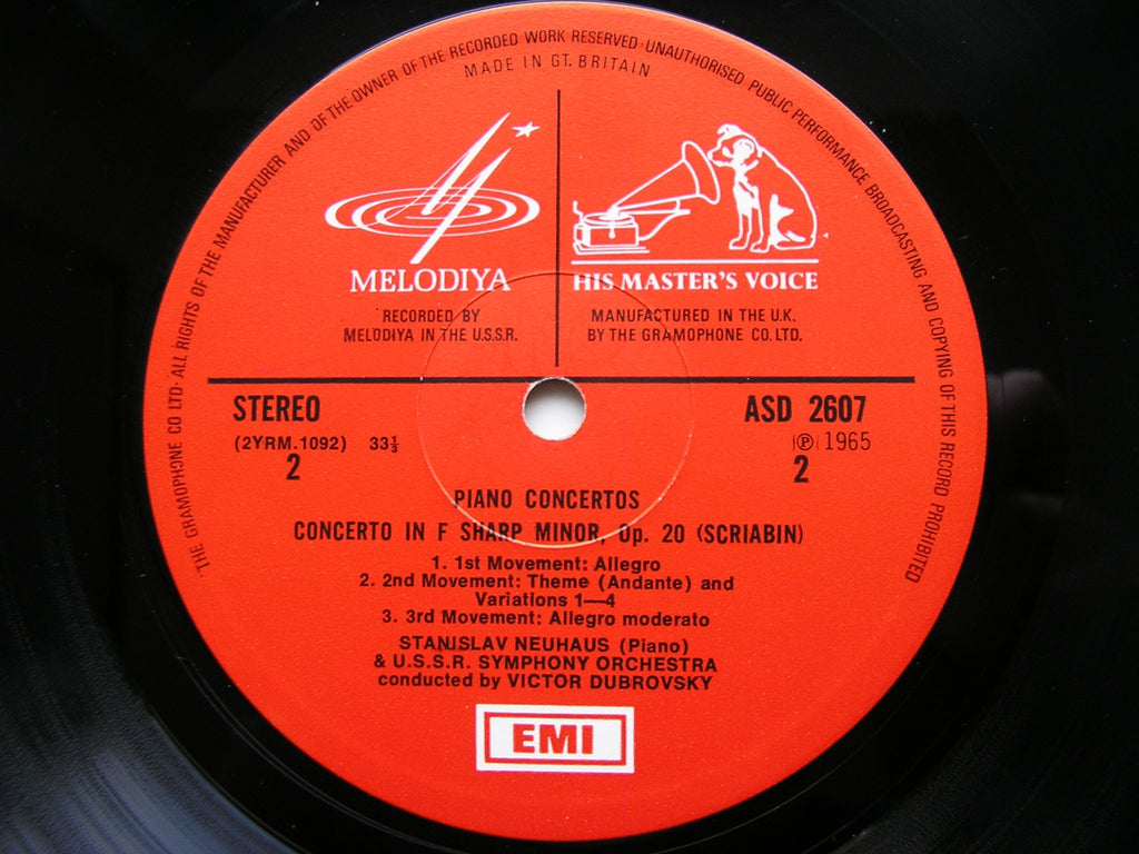 ARENSKY: PIANO CONCERTO / SCRIABIN: PIANO CONCERTO    KAPLAN / NEUHAUS / USSRSO / KHAIKIN / DUBROVSKY    ASD 2607