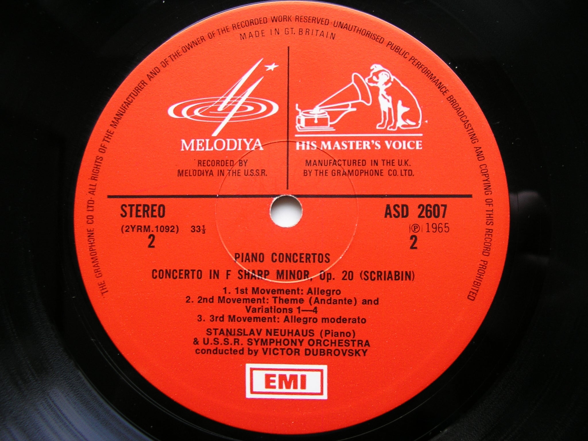 ARENSKY: PIANO CONCERTO / SCRIABIN: PIANO CONCERTO    KAPLAN / NEUHAUS / USSRSO / KHAIKIN / DUBROVSKY    ASD 2607