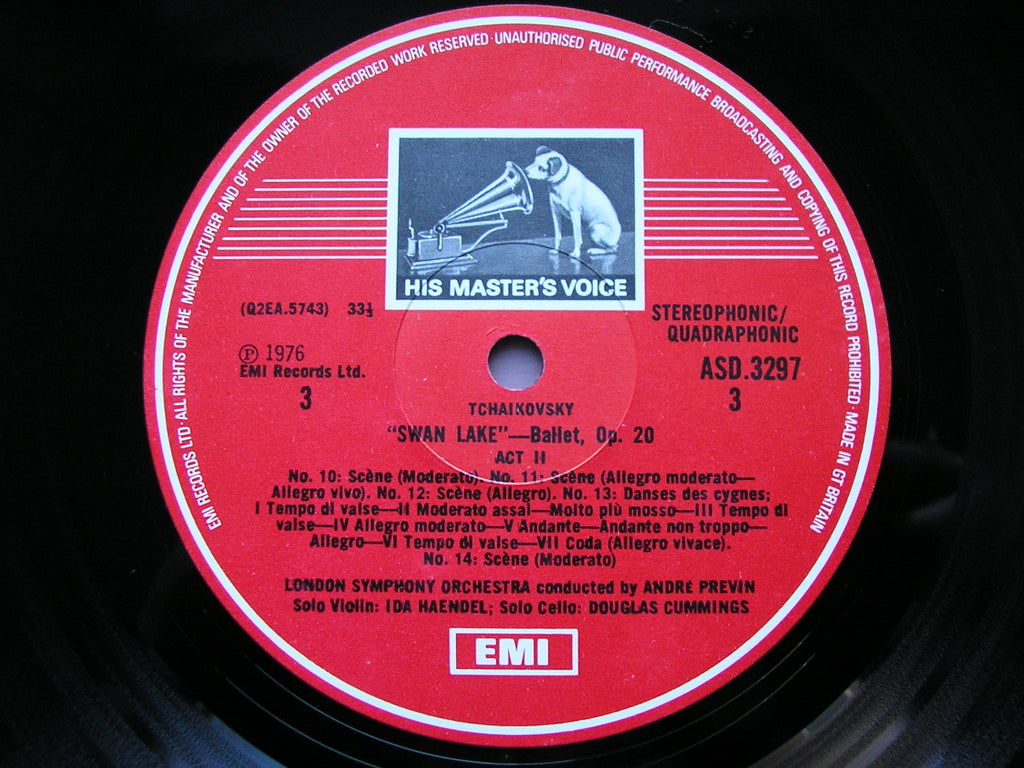 TCHAIKOVSKY: SWAN LAKE    HAENDEL /  PREVIN / LONDON SYMPHONY   3 LP   SLS 5070