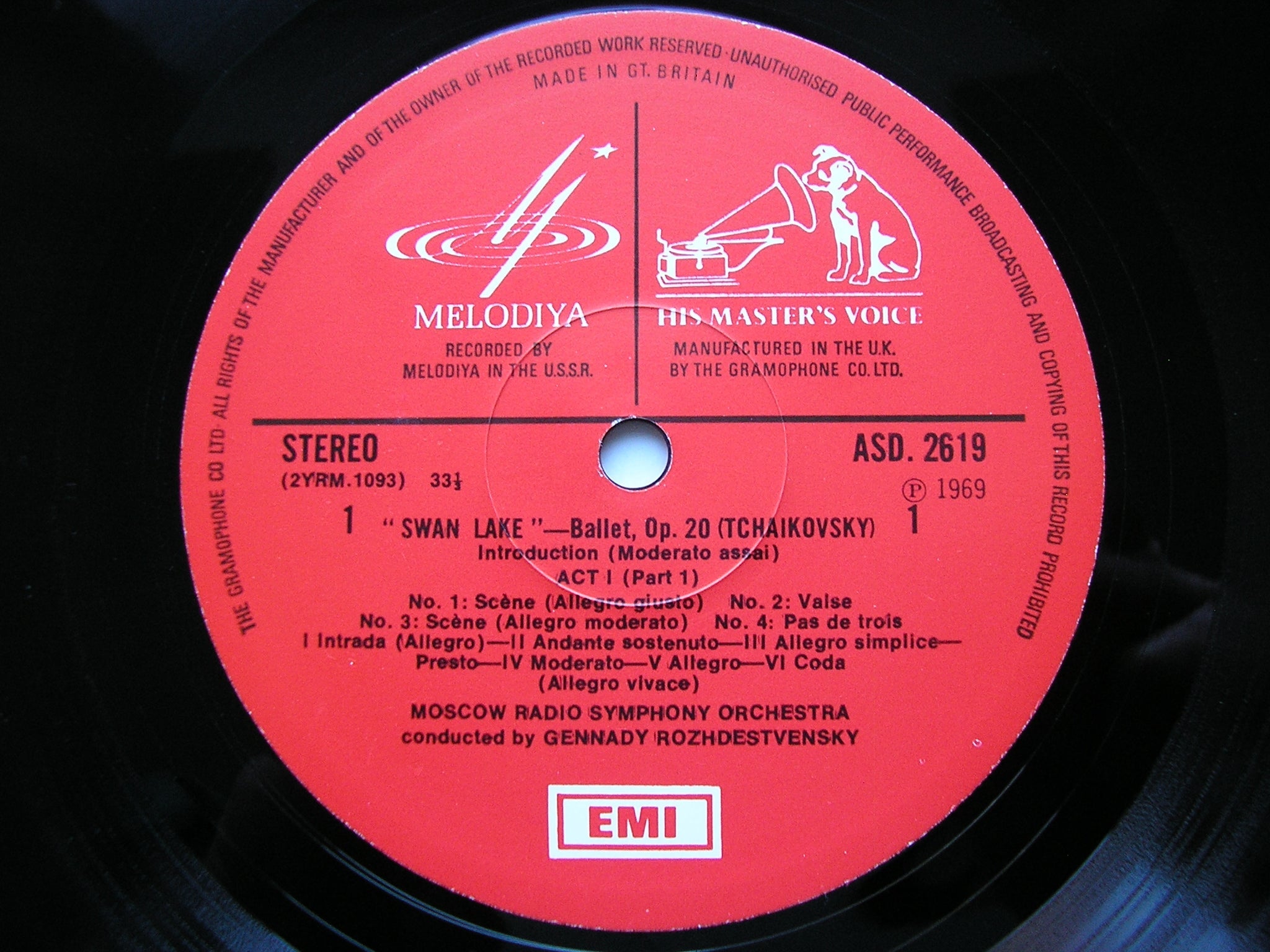 TCHAIKOVSKY: SWAN LAKE   ROZHDESTVENSKY / MOSCOW RADIO SYMPHONY   3 LP   SLS 795