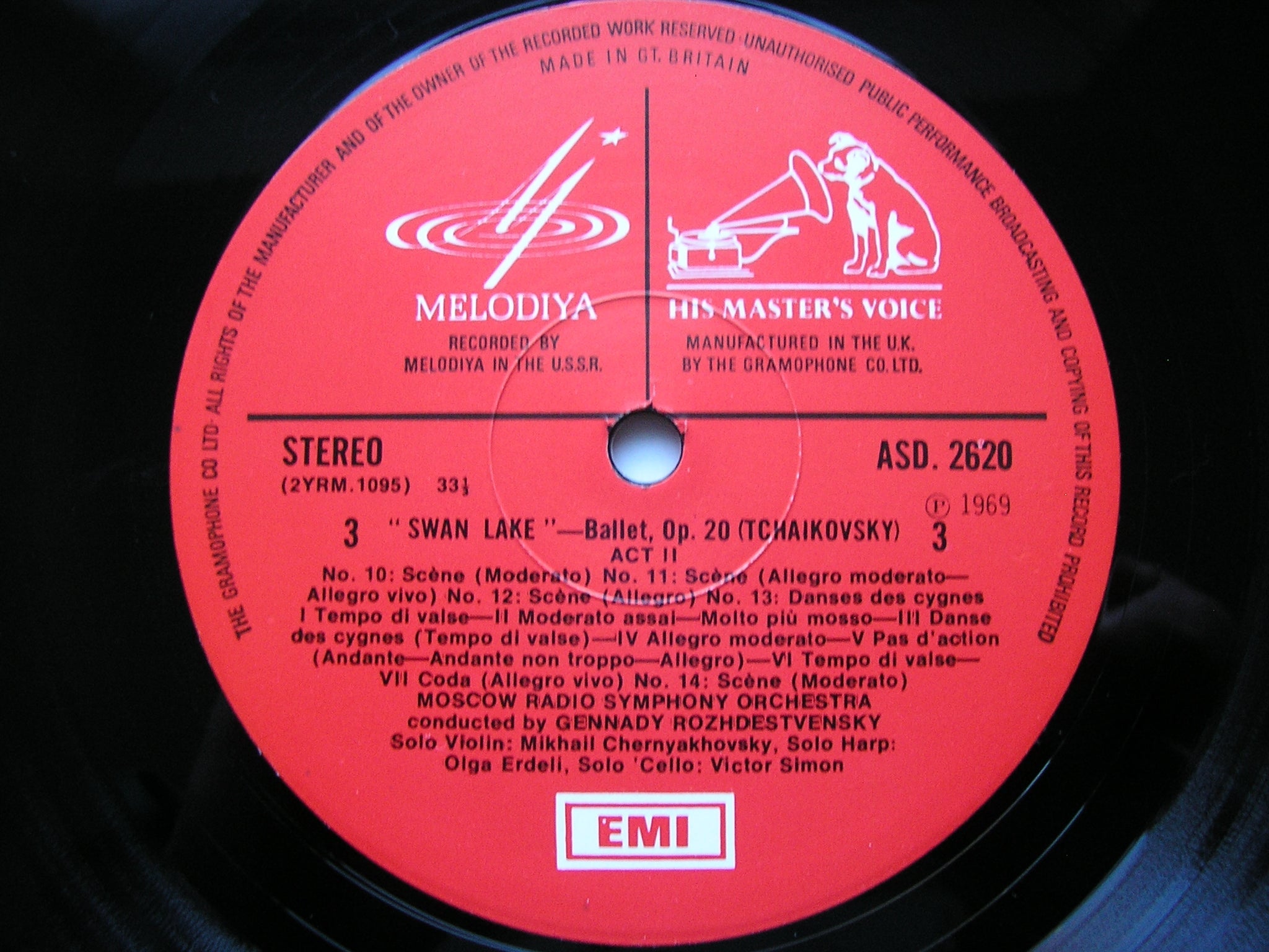 TCHAIKOVSKY: SWAN LAKE   ROZHDESTVENSKY / MOSCOW RADIO SYMPHONY   3 LP   SLS 795