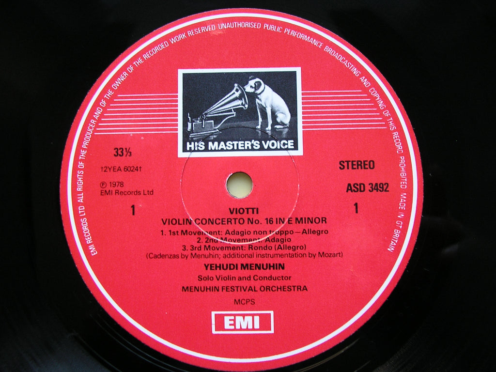 VIOTTI: VIOLIN CONCERTOS Nos. 16 & 22    MENUHIN / MENUHIN FESTIVAL ORCHESTRA   ASD 3492