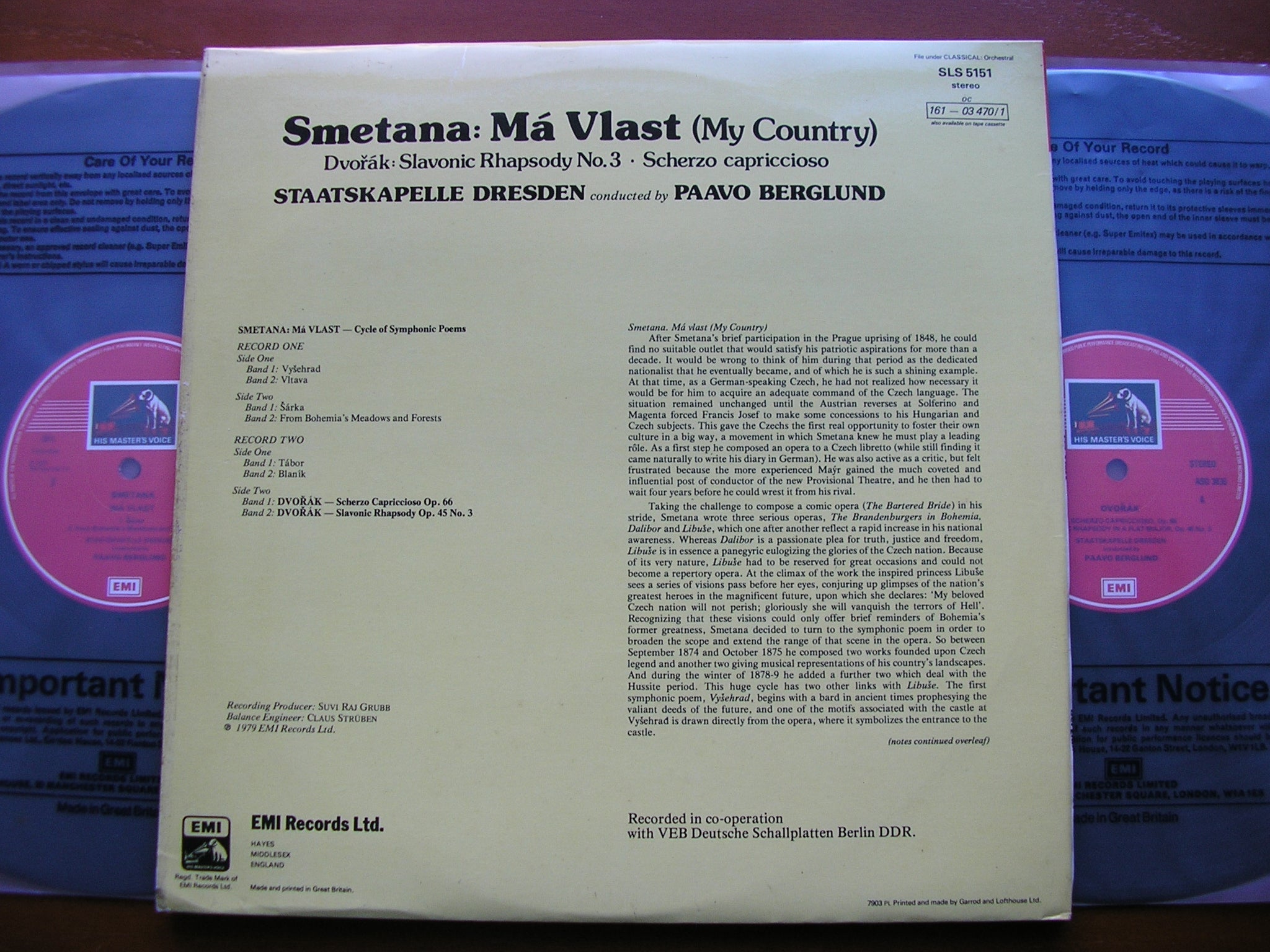 SMETANA: MA VLAST / DVORAK: SCHERZO CAPRICCIOSO / SLAVONIC RHAPSODY    BERGLUND / STAATSKAPELLE DRESDEN    SLS 5151