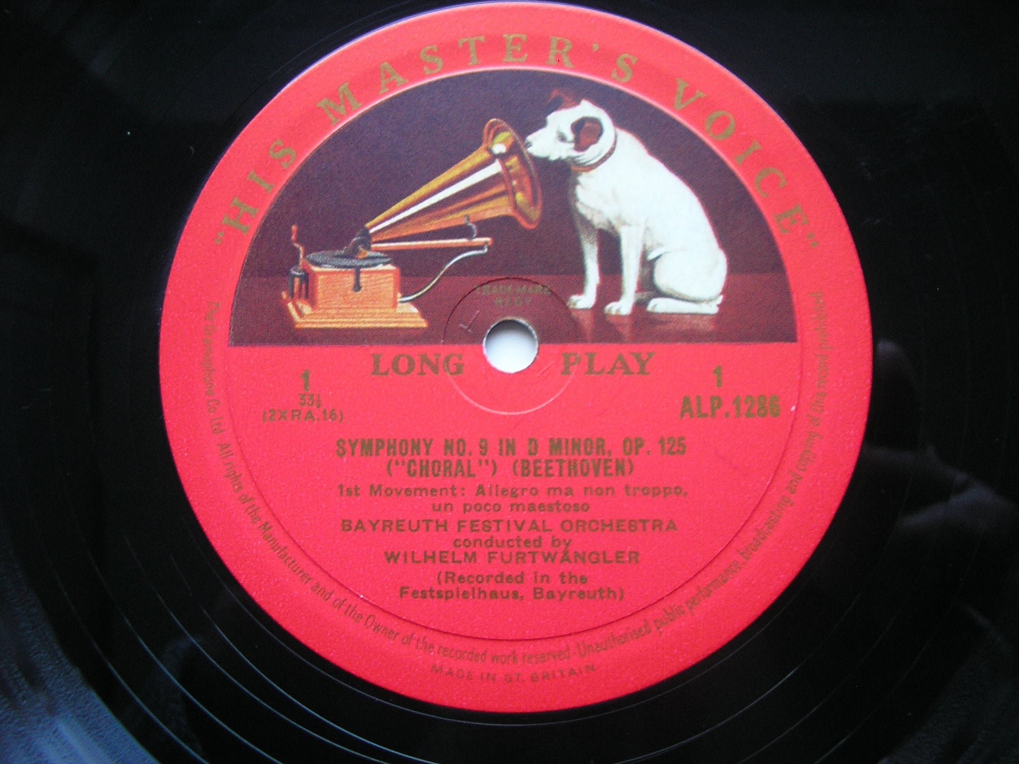 BEETHOVEN: SYMPHONY No. 9 'Choral'     SOLOISTS / BAYREUTH FESTIVAL ORCHESTRA / FURTWANGLER     ALP 1286 / 7