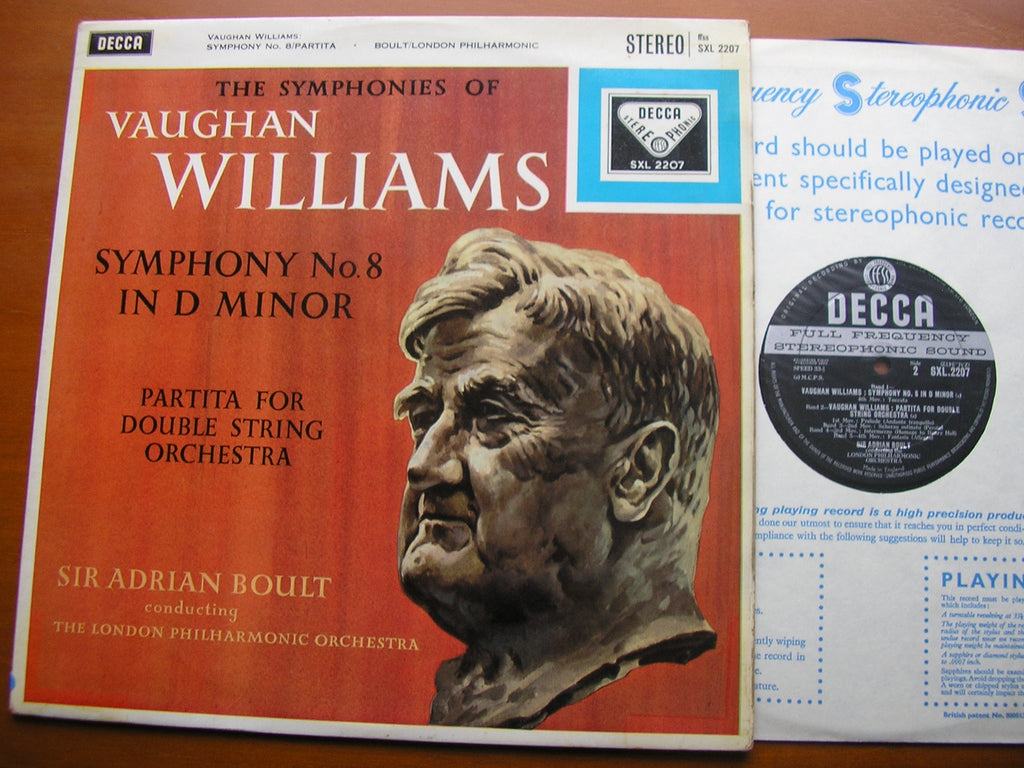 SXL 2207 VAUGHAN WILLIAMS: SYMPHONY No. 8 / PARTITA FOR DOUBLE STRING ORCHESTRA BOULT / LONDON PHILHARMONIC