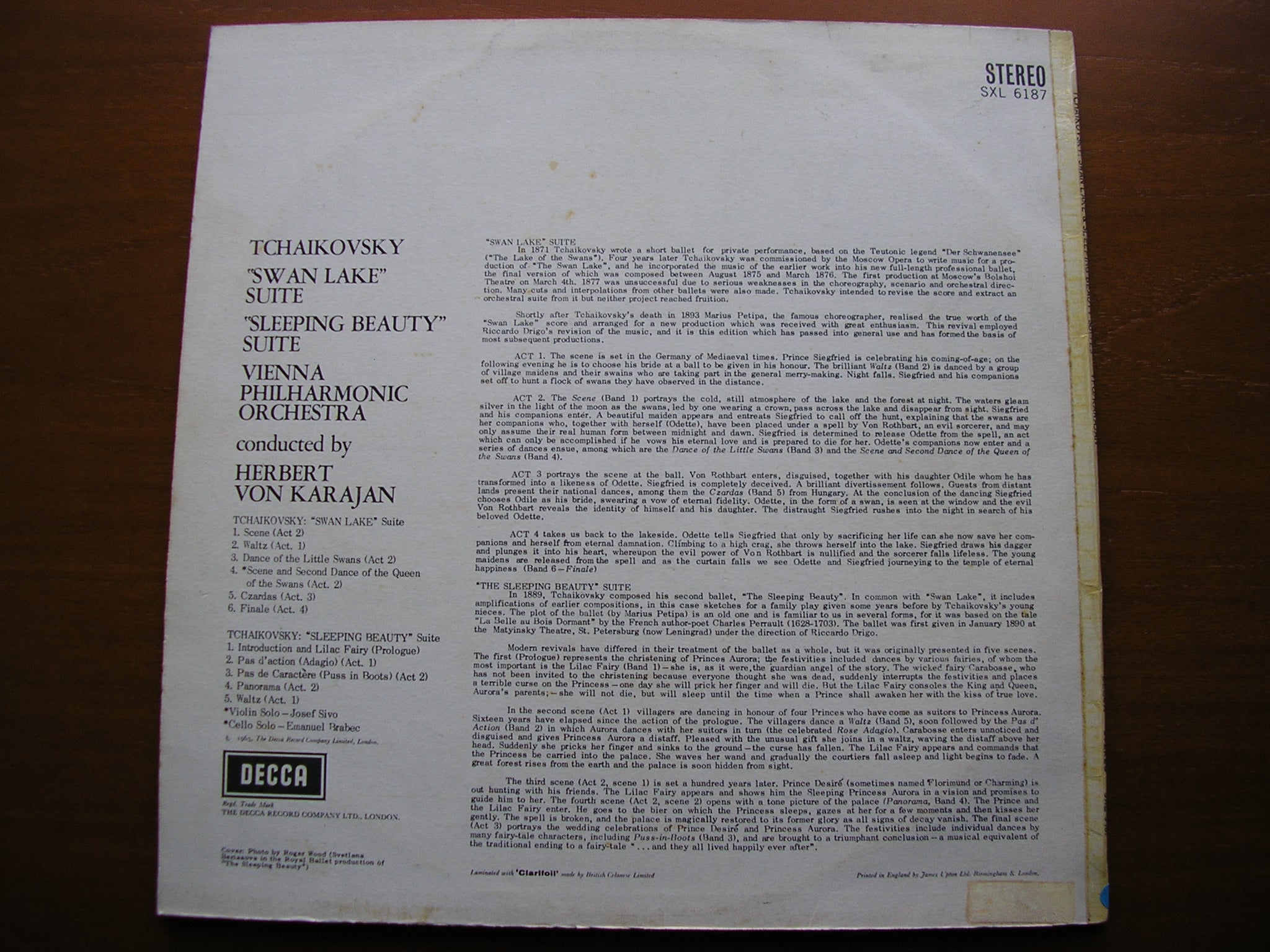 SXL 6187 TCHAIKOVSKY: SWAN LAKE & SLEEPING BEAUTY SUITES KARAJAN / VIENNA PHILHARMONIC