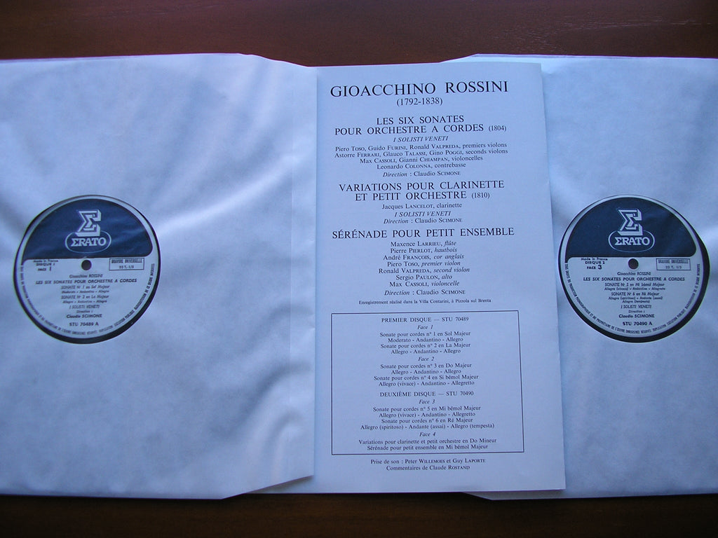 ROSSINI: STRING SONATAS Nos. 1 - 6 / VARIATIONS    I SOLOISTI VENETI / SCIMIONE   2 LP    STU 70489 / 90