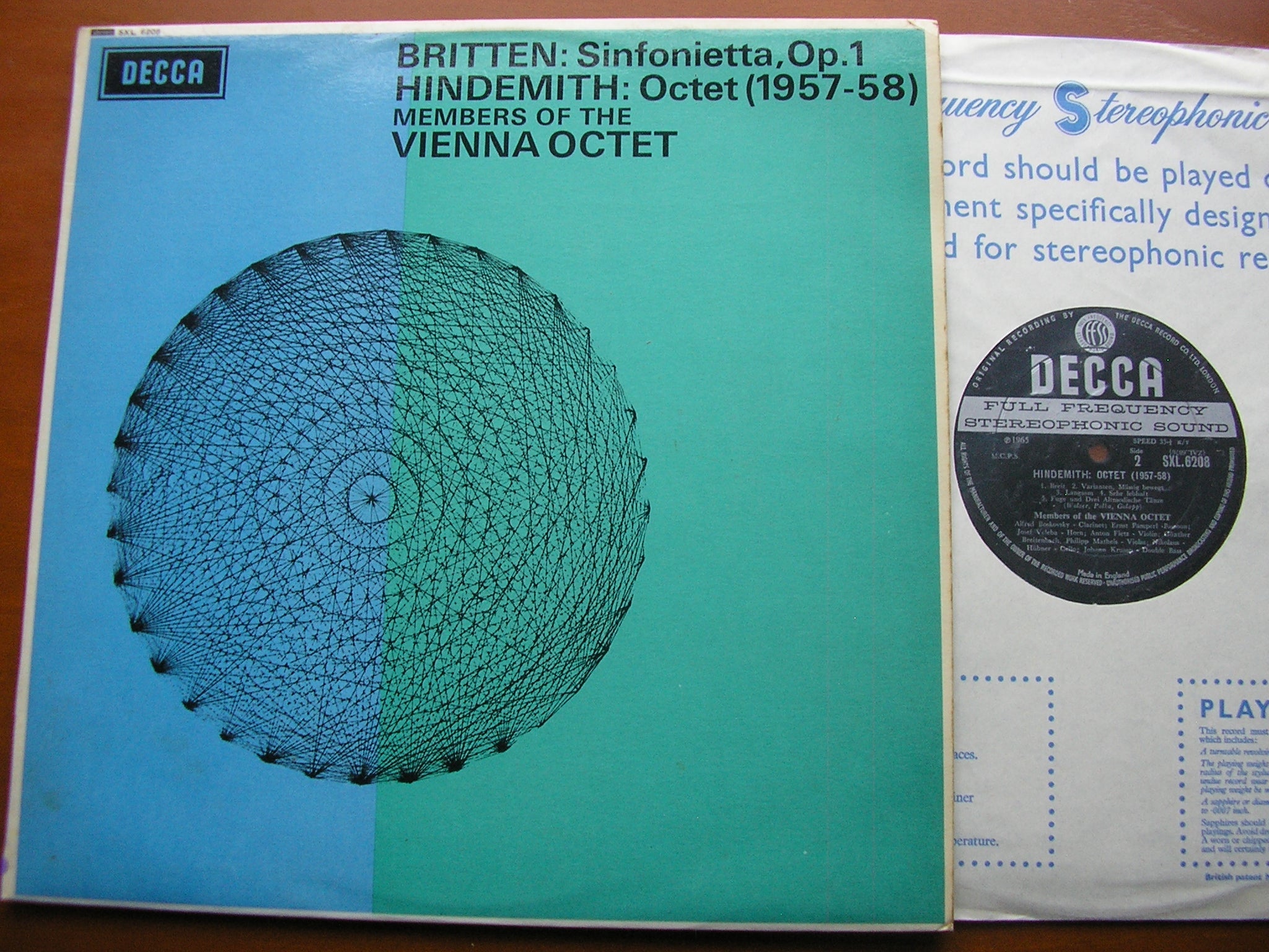 SXL 6208 BRITTEN: SINFONIETTA Op. 1 / HINDEMITH: OCTET THE VIENNA OCTET