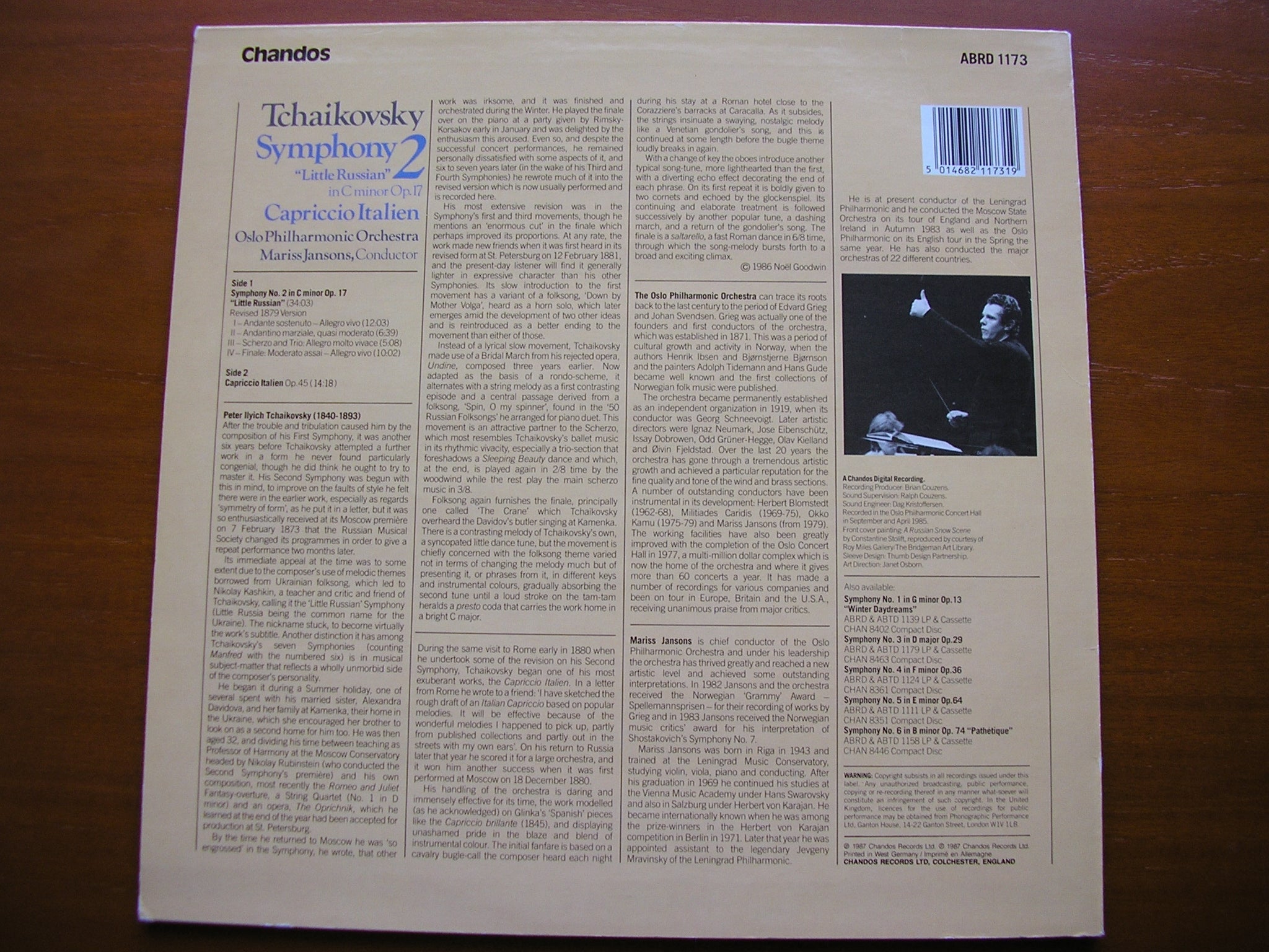TCHAIKOVSKY: SYMPHONY No. 2 Little Russian    JANSONS / OSLO PHILHARMONIC   ABRD 1173