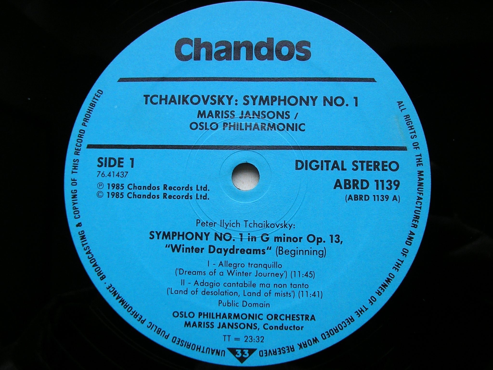 TCHAIKOVSKY: SYMPHONY No. 1 'Winter Reveries'     JANSONS / OSLO PHILHARMONIC   ABRD 1139