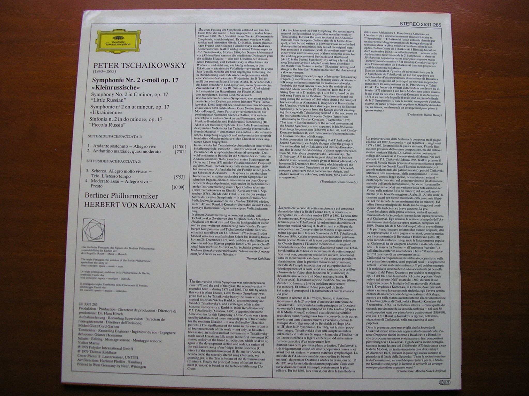 TCHAIKOVSKY: SYMPHONY No. 2 Little Russian    KARAJAN / BERLIN PHILHARMONIC   2531 285