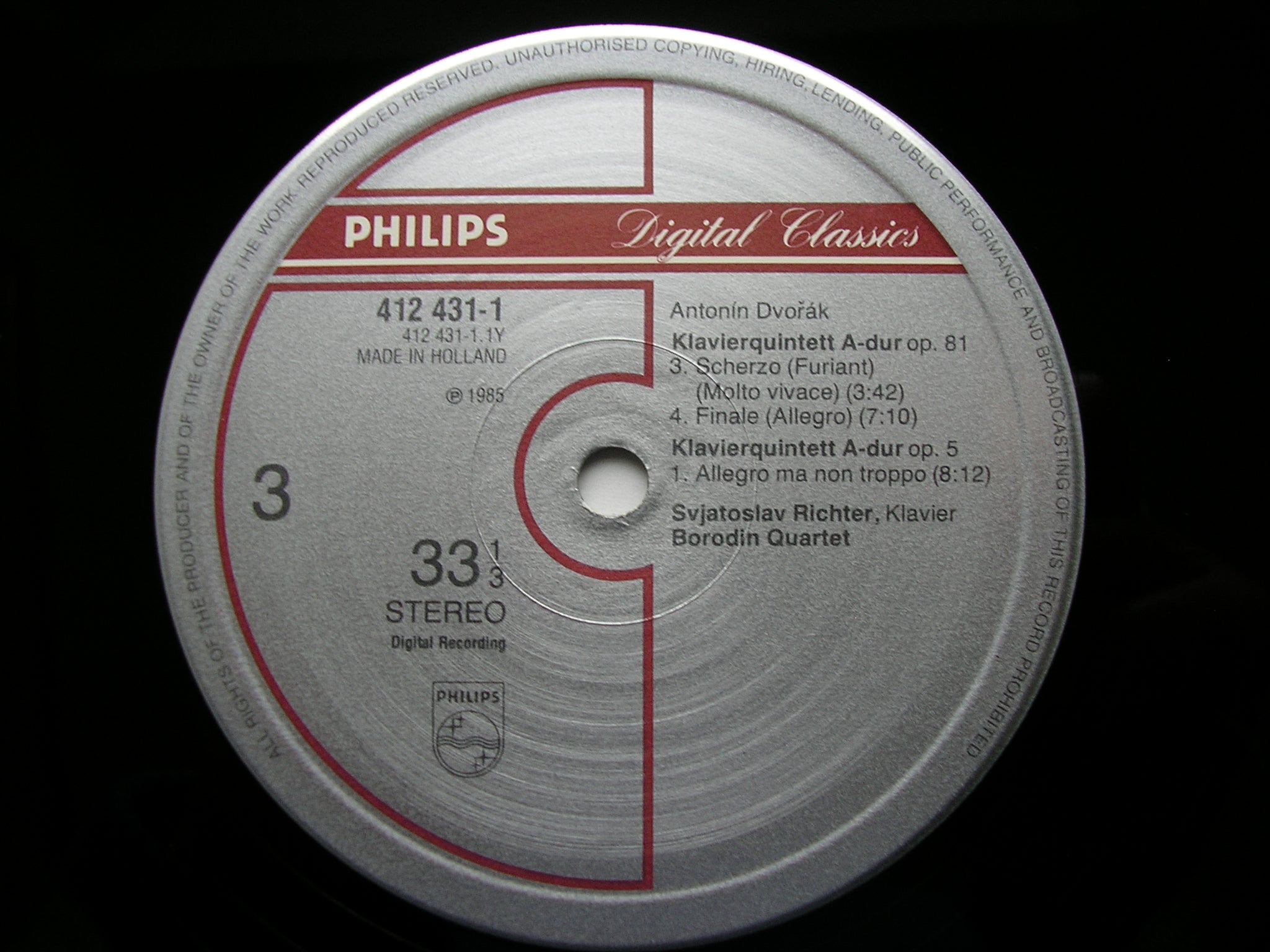 DVORAK: PIANO QUINTETS Op. 5 & Op. 81    RICHTER / BORODIN QUARTET    412 429