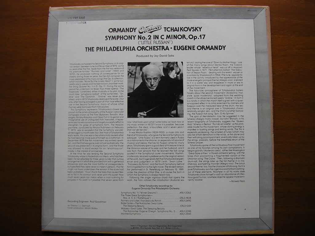 TCHAIKOVSKY: SYMPHONY No. 2 Little Russian     ORMANDY / PHILADELPHIA    ARL1 3352