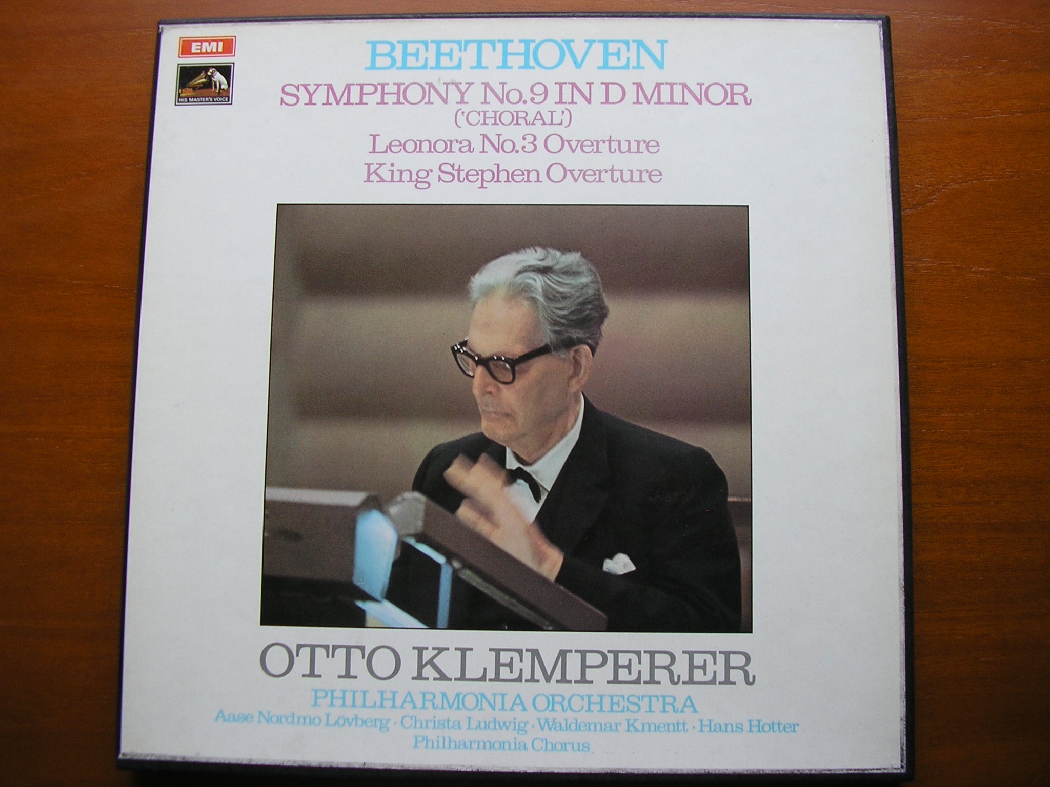 BEETHOVEN: SYMPHONY No. 9 / OVERTURES Leonora No. 3 / King Stephen   SOLOISTS / PHILHARMONIA / KLEMPERER    2 LP    SLS 798