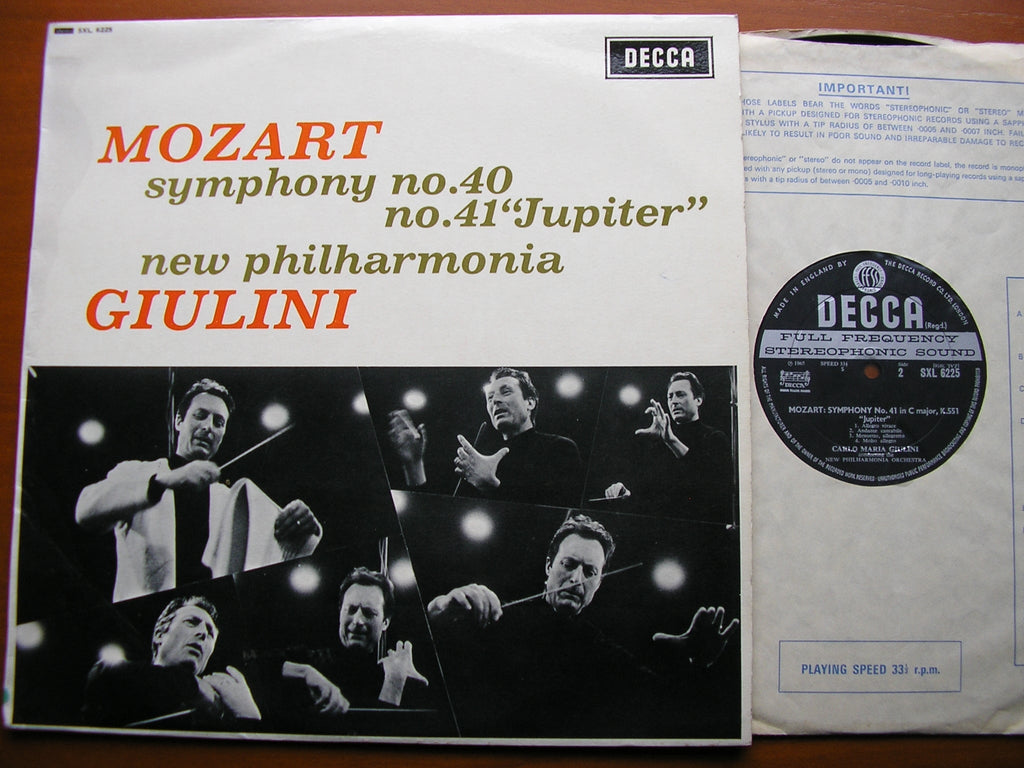 SXL 6225 MOZART: SYMPHONIES Nos. 40 & 41 'Jupiter' GIULINI / NEW PHILHARMONIA