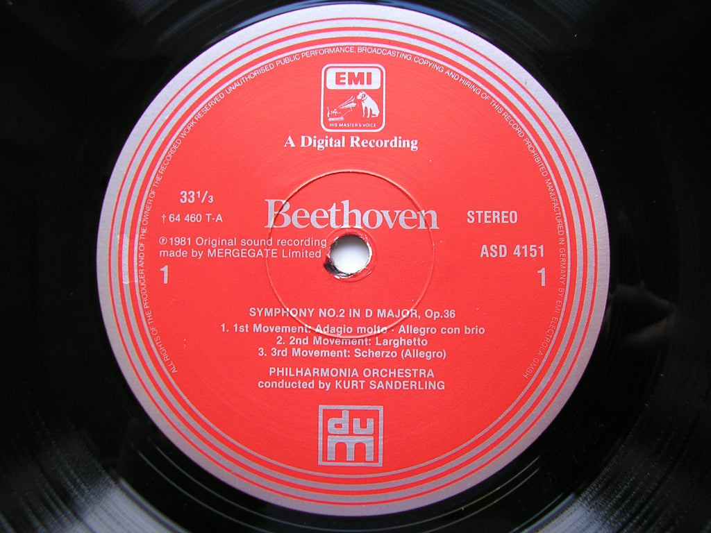 BEETHOVEN: SYMPHONIES Nos. 1 & 2    SANDERLING / PHILHARMONIA    ASD 4151