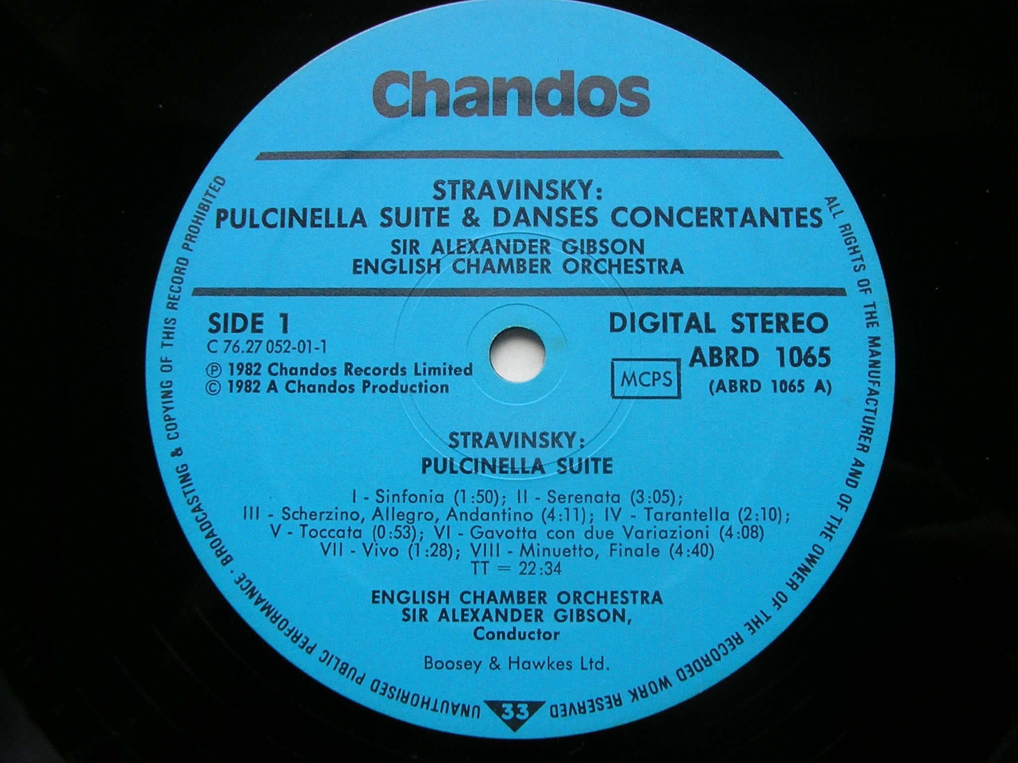 STRAVINSKY: PULCINELLA SUITE / DANSES CONCERTANTES     GIBSON / ENGLISH CHAMBER ORCHESTRA    ABRD 1065