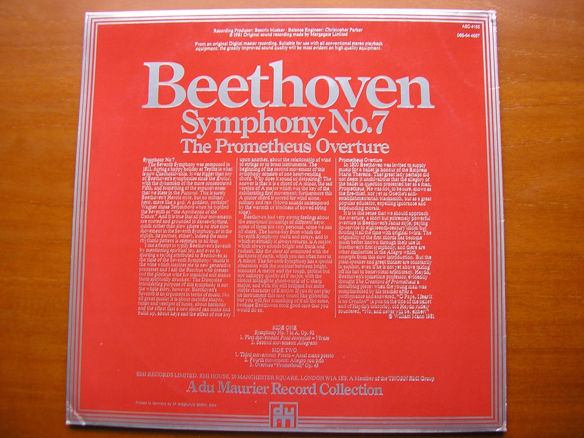 BEETHOVEN: SYMPHONY No. 7    SANDERLING / PHILHARMONIA    ASD 4155