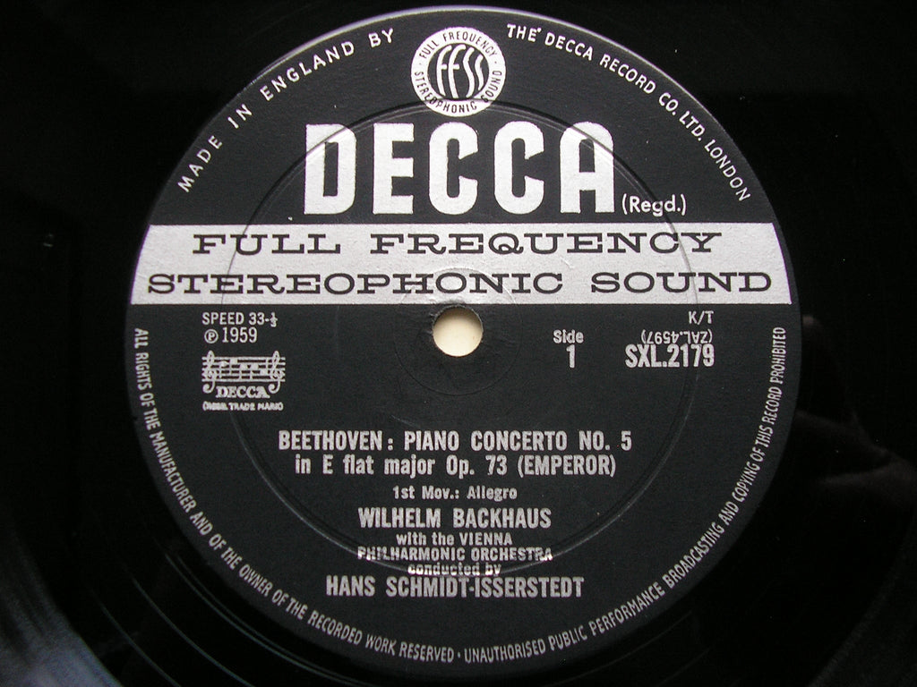 SXL 2179 BEETHOVEN: PIANO CONCERTO No. 5 'Emperor' BACKHAUS / VIENNA PHILHARMONIC / SCHMIDT-ISSERSTEDT