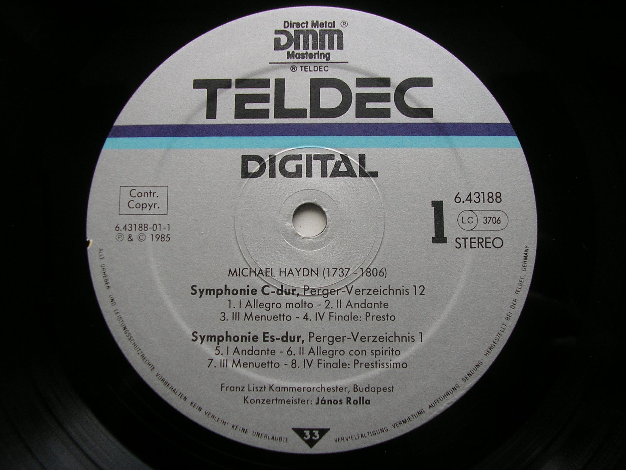 MICHAEL HAYDN: FOUR SYMPHONIES       FRANZ LISZT CHAMBER ORCHESTRA / JANOS ROLLA     6.43188