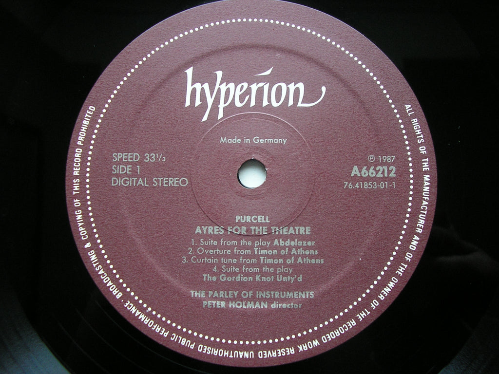 PURCELL: AYRES FOR THE THEATRE      THE PARLEY OF INSTRUMENTS / HOLMAN     A66212