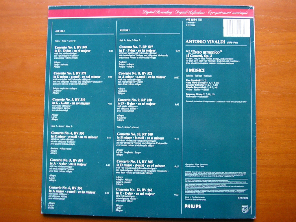VIVALDI: L'ESTRO ARMONICO  12 CONCERTOS Op. 3     I MUSICI    2 LP    412 128