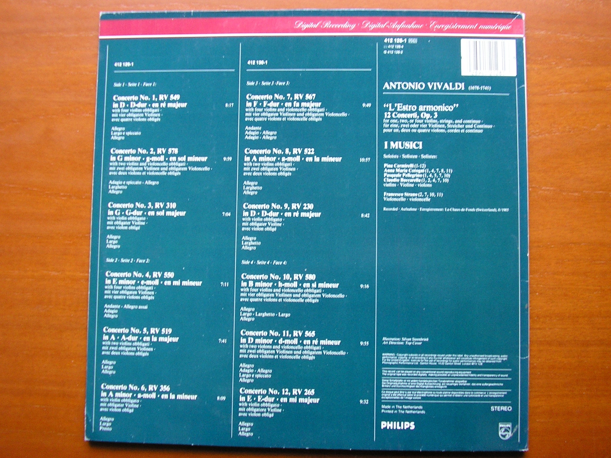 VIVALDI: L'ESTRO ARMONICO  12 CONCERTOS Op. 3     I MUSICI    2 LP    412 128
