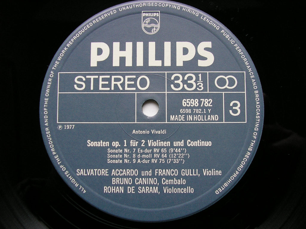 VIVALDI: 12 SONATAS FOR 2 VIOLINS & BASSO CONTINUO    ACCARDO / GULLI / CANINO / SARAM    2 LP    6747 443