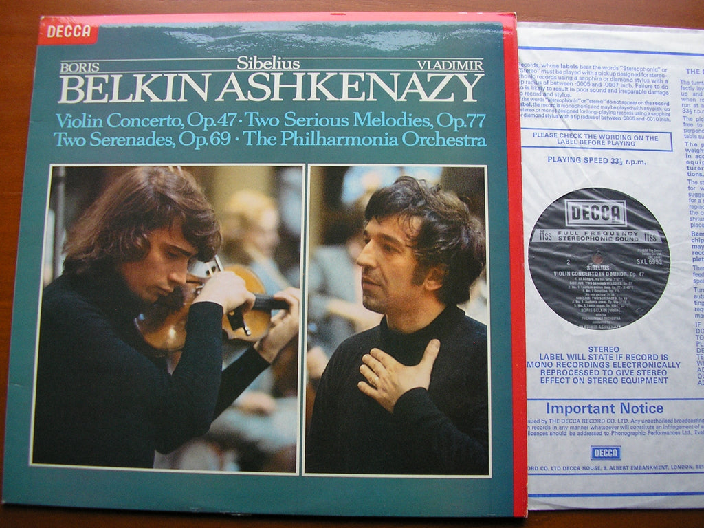 SXL 6953 SIBELIUS: VIOLIN CONCERTO / TWO SERENADES / TWO SERIOUS MELODIES BELKIN / PHILHARMONIA ORCHESTRA / ASHKENAZY