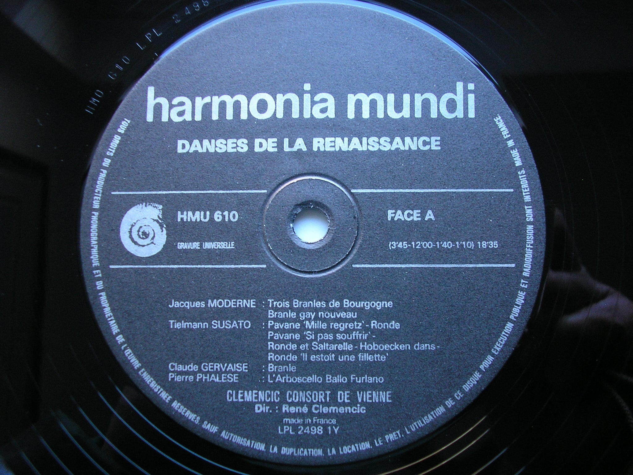 DANSES DE LA RENAISSANCE      CLEMENCIC CONSORT / RENE CLEMENCIC    HMU 610