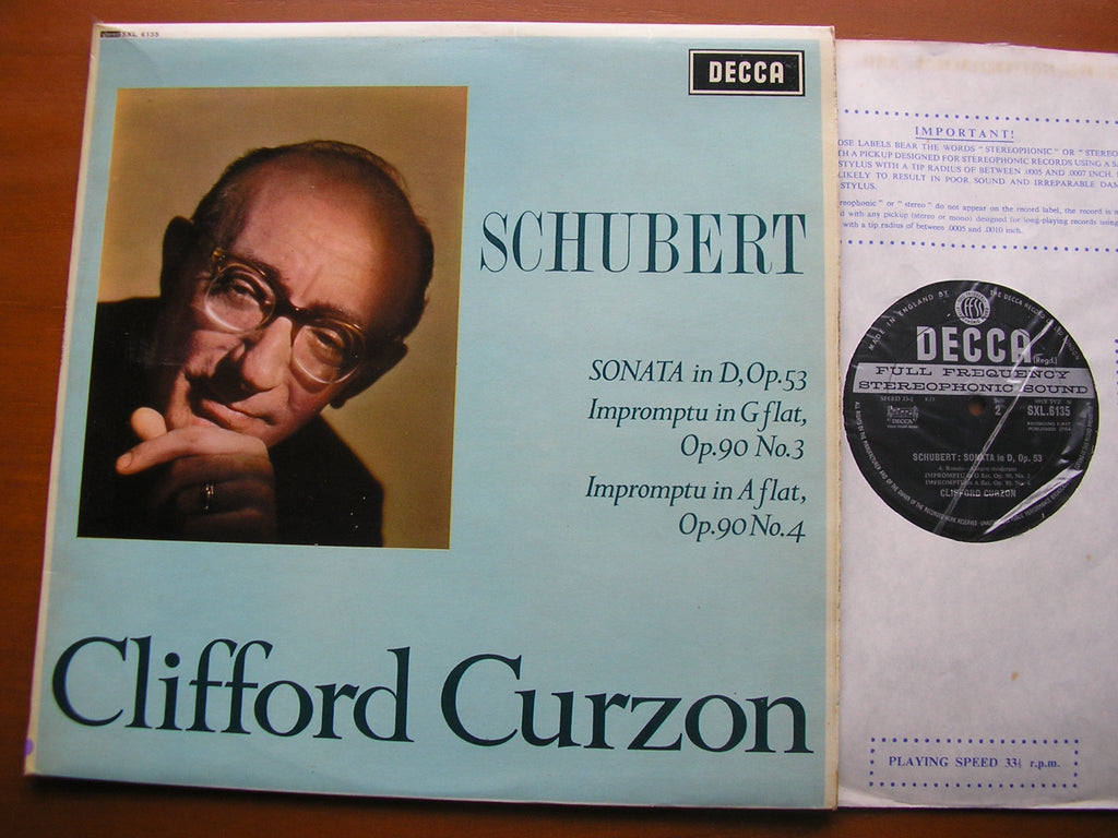 SXL 6135 SCHUBERT: SONATA in D Op. 53 / TWO IMPROMPTUS Op. 90 CLIFFORD CURZON