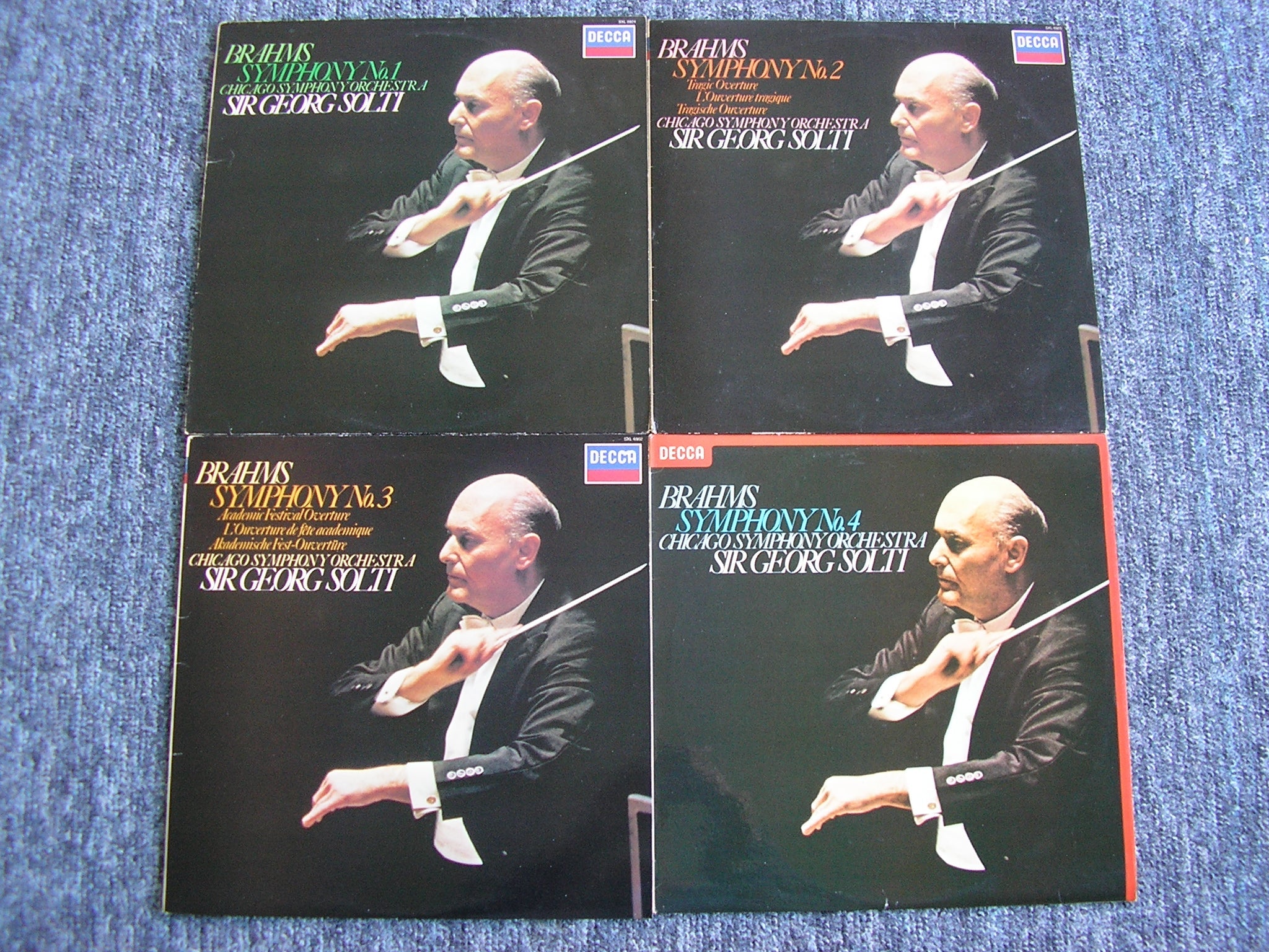 BRAHMS: THE FOUR SYMPHONIES / TWO OVERTURES     SOLTI / CHICAGO SYMPHONY  4 LP SET