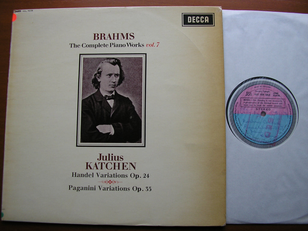 SXL 6218 BRAHMS: HANDEL VARIATIONS Op. 24 / PAGANINI VARIATIONS Op. 35 JULIUS KATCHEN