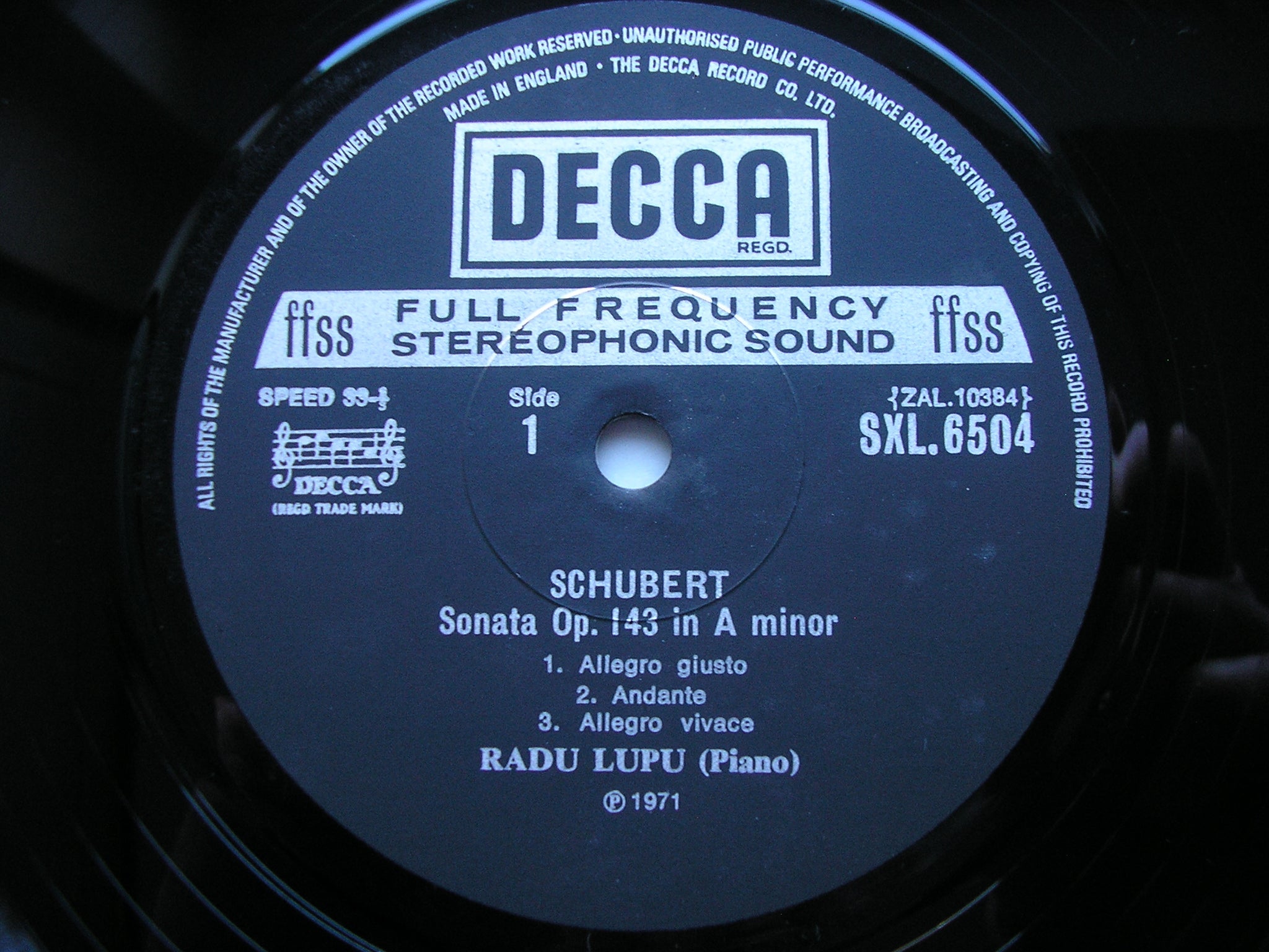 SXL 6504 SCHUBERT: SONATA D.784 / BRAHMS: RHAPSODY / 3 INTERMEZZI Op. 117 RADU LUPU