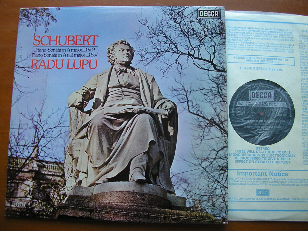 SXL 6771 SCHUBERT: PIANO SONATAS No. 5 D.557 & No. 20 D.959 RADU LUPU