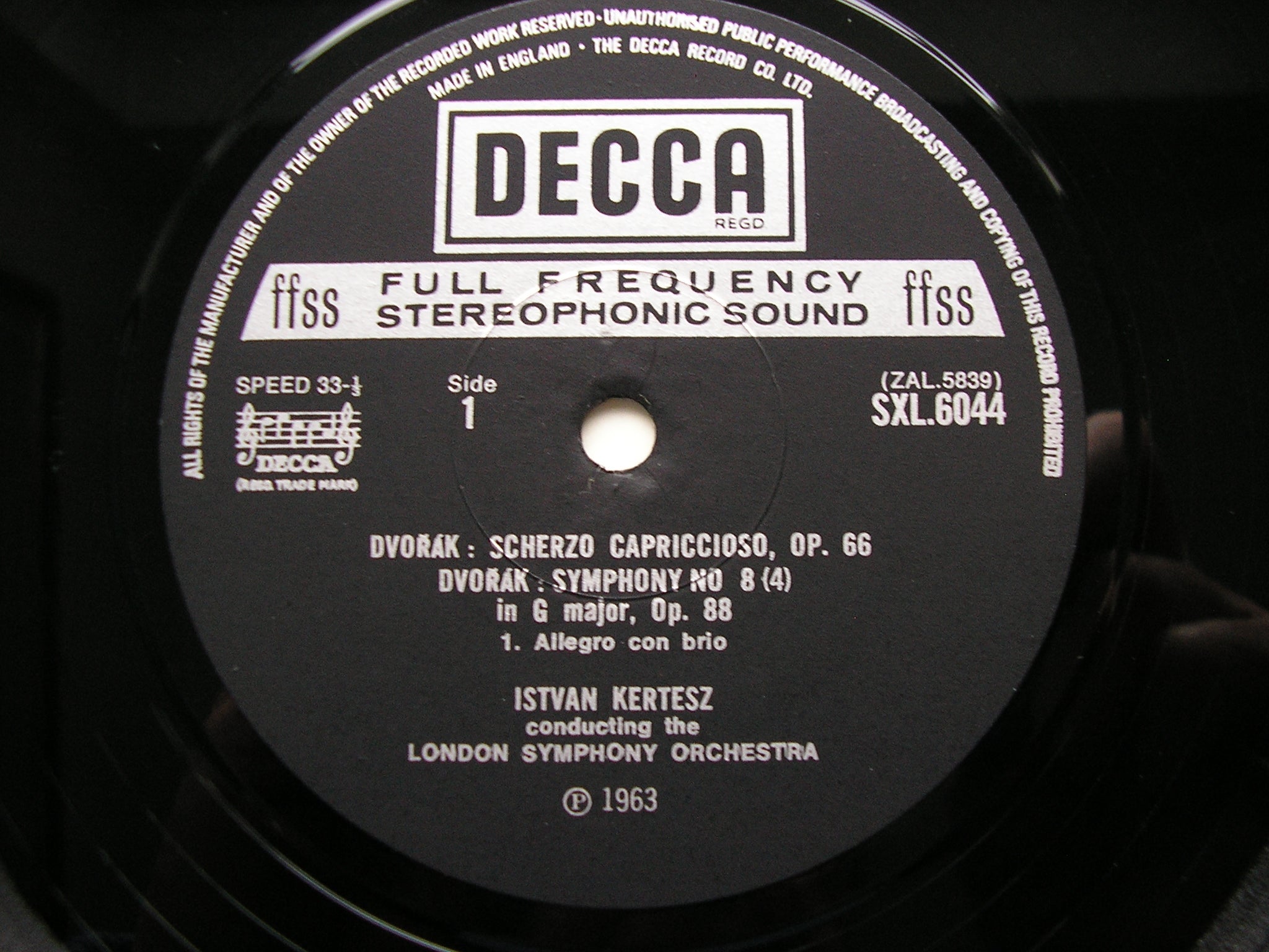 SXL 6044 DVORAK: SYMPHONY No. 8 / SCHERZO CAPRICCIOSO KERTESZ / LONDON SYMPHONY